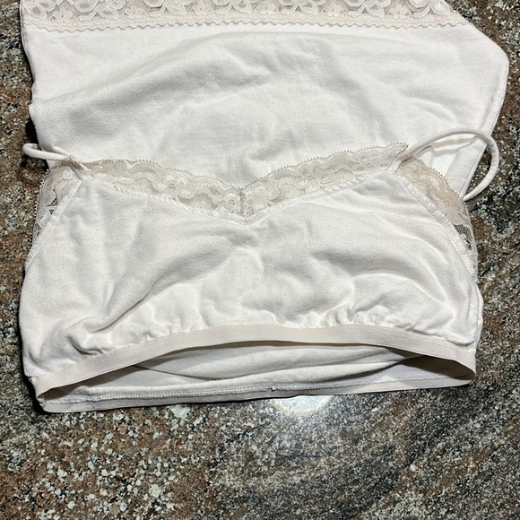 Y2K 90s Lace Trim White Cami Camisole Juniors M Shelf Bra Built In - Picture 5 of 8